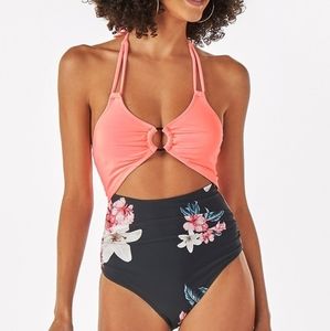 Cupshe Halter Lace Up O-Ring One Piece Swimsuit